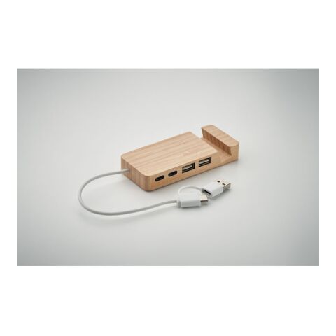 Hub USB 4 ports en bambou bois | sans marquage | non disponible | non disponible | non disponible