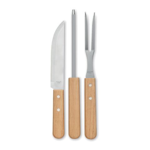 Ustensiles BBQ en acier inox. bois | sans marquage | non disponible | non disponible | non disponible