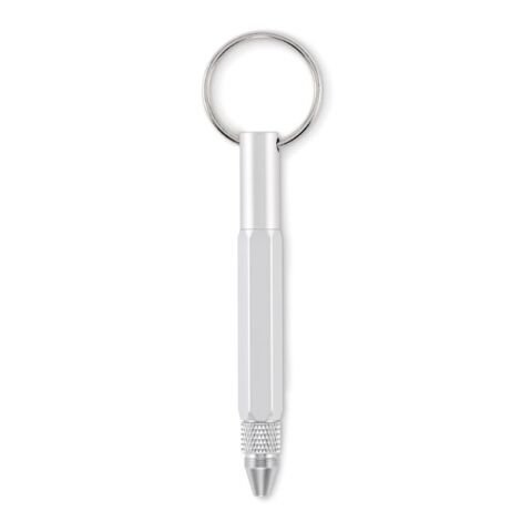 Porte-clés avec stylo à bille argent mate | sans marquage | non disponible | non disponible