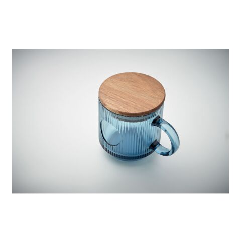Mug en verre strié 300ml bleu transparent | sans marquage | non disponible | non disponible