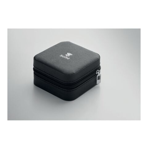 Boîte à bijoux de voyage en PU noir