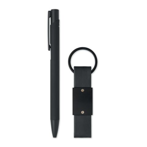 Set stylo à bille et porte-clés en noir