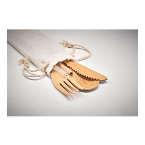 Couverts en bambou avec paille beige | sans marquage | non disponible | non disponible | non disponible