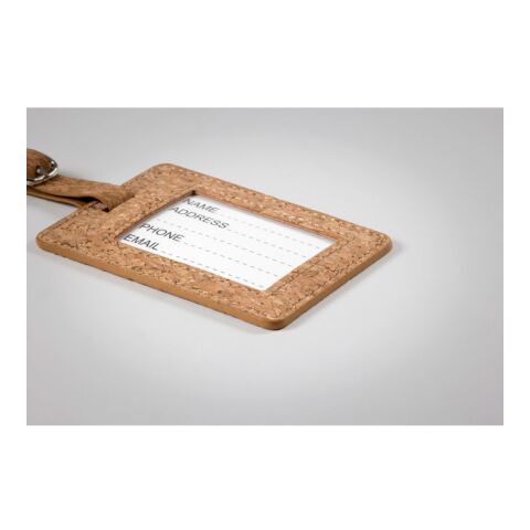 Etiquette à bagage en liège beige | sans marquage | non disponible | non disponible