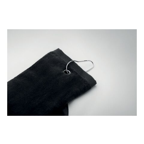 Serviette de golf en coton avec noir | sans marquage | non disponible | non disponible | non disponible