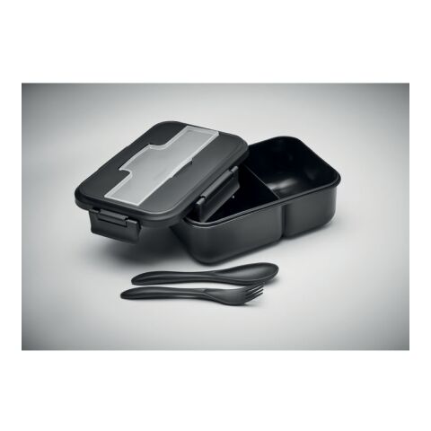 Lunch box et couverts en PP noir | sans marquage | non disponible | non disponible | non disponible