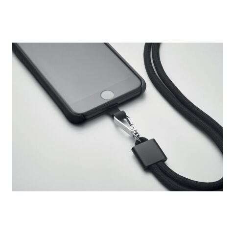 Lanyard porte-téléphone RPET noir | sans marquage | non disponible | non disponible | non disponible