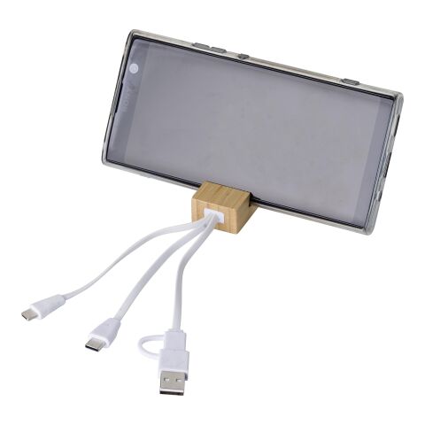 Porte-clés câble de charge en bambou Sutton marron | sans marquage | non disponible | non disponible