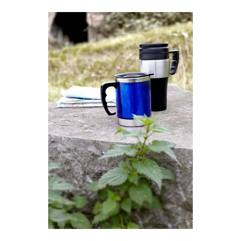 Mug isotherme en acier inoxydable noir/argent | sans marquage | non disponible | non disponible