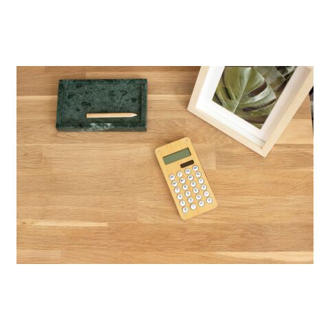 Calculatrice de poche en bambou marron clair | sans marquage | non disponible | non disponible