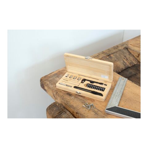 Boîte à outils de 27 pièces en bambou Elmar marron | sans marquage | non disponible | non disponible