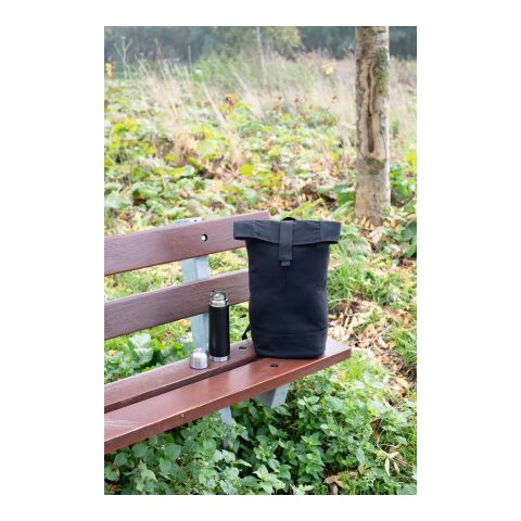 Sac à dos roll-top en polyester Micah noir | sans marquage | non disponible | non disponible