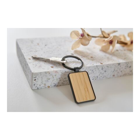 Porte-clés en métal et bambou Brigitte noir | sans marquage | non disponible | non disponible