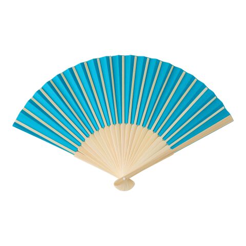Eventail en bambou et papier Elio bleu clair | sans marquage | non disponible | non disponible