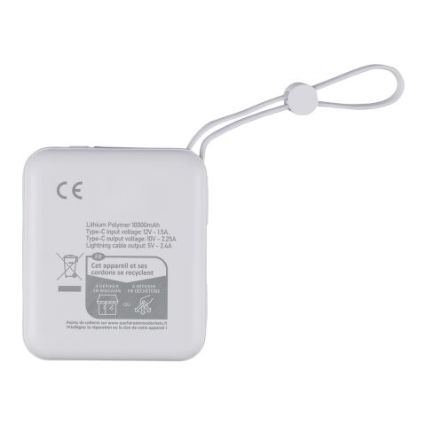 Power bank en ABS recyclé Jona blanc | sans marquage