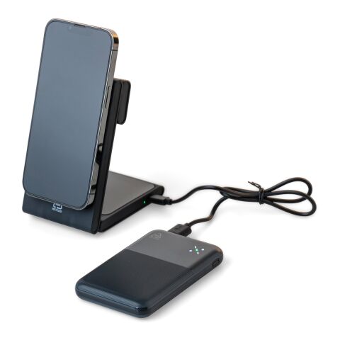 Power bank sans fil en ABS recyclé Miren noir | sans marquage