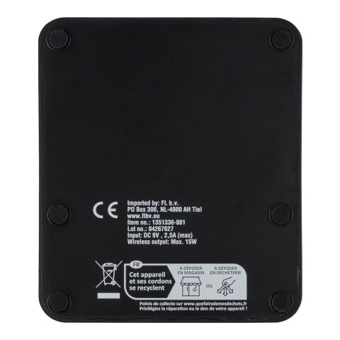 Power bank sans fil 3 en 1 en ABS recyclé Elias noir | sans marquage