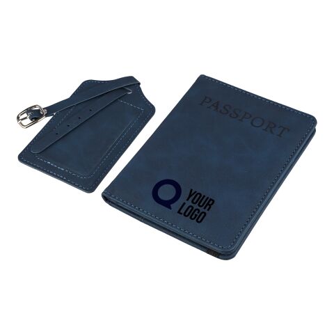 Porte-passeport et étiquette de bagage en PU recyclé Zani noir | sans marquage | non disponible | non disponible