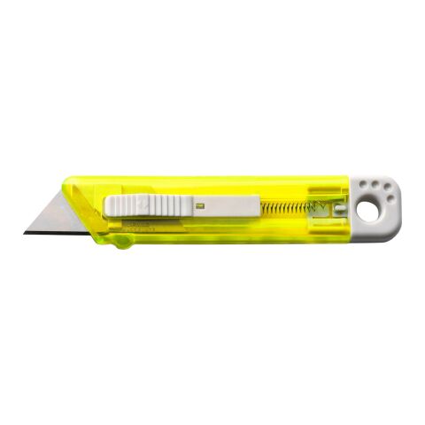 Cutter publicitaire en plastique translucide bleu