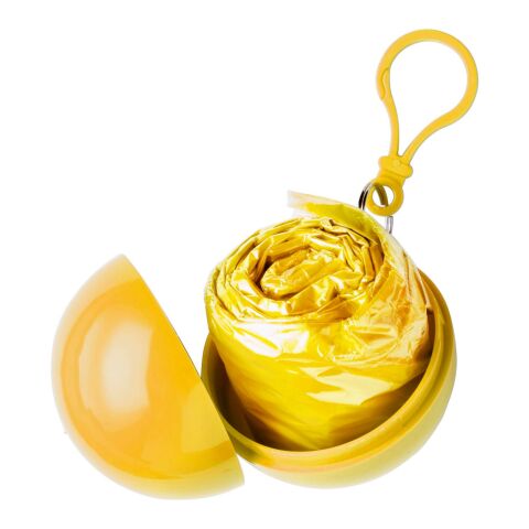 Etui boule contenant un poncho, jaune