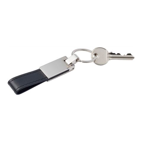 Porte-clés en métal et PU. noir