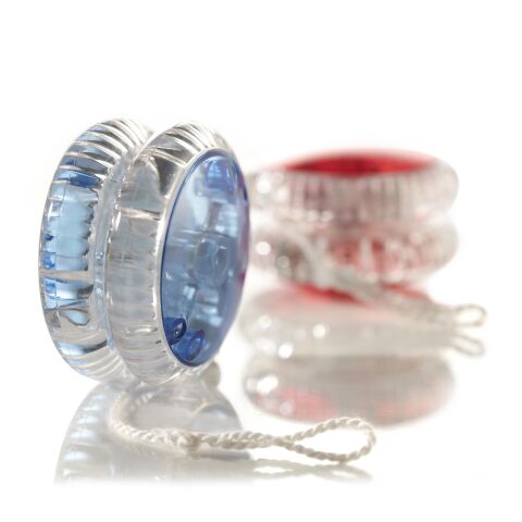Yoyo lumineux en plastique translucide. bleu cobalt | sans marquage | non disponible | non disponible