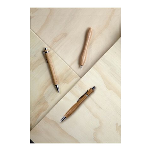Stylo bille en bois et métal, mine noire. marron | sans marquage | non disponible | non disponible