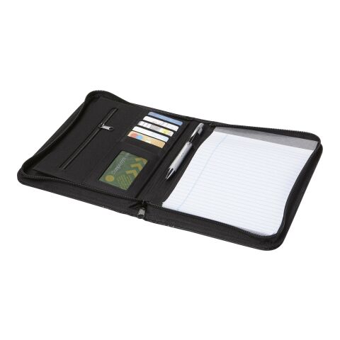 Conférencier A5 zippé en PU livré avec bloc-notes noir | sans marquage | non disponible | non disponible