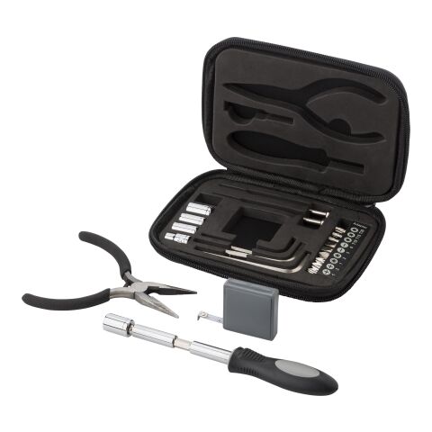 Boîte à outils de 23 pièces dans un étui zippé en PU. noir | sans marquage | non disponible | non disponible