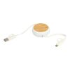 Câble rétractable 5 en 1 Chechia de 100&nbsp;cm en plastique recyclé pour la synchronisation des données et la charge rapide de 45 W Standard | Blanc | sans marquage | non disponible | non disponible