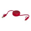 Câble rétractable 5 en 1 Alasia de 100&nbsp;cm en plastique recyclé et aluminium pour la synchronisation des données et la charge rapide de 45&nbsp;W Rouge