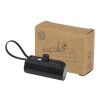 Batterie de secours Alnair Type-C de5&nbsp;000&nbsp;mAh et 10&nbsp;W en plastique recyclé avec support de retournement intégré et câble 2 en 1 noir