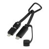 Câble de recharge Algieba 65 W 3-en-1 en aluminium recyclé avec mousqueton noir