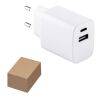 WEGENER. Adaptateur secteur avec port USB-A 18W et USB-C 20W en ABS recyclé (100 % rABS) Blanc | sans marquage