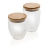 Set de 2 Verres double paroi 350ml avec couvercle en bambou blanc | sans marquage | non disponible | non disponible