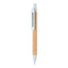 Stylo à bille écoresponsable-recyclé en fibre de paille et liège bleu | sans marquage | non disponible | non disponible