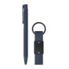 Set stylo à bille et porte-clés en bleu