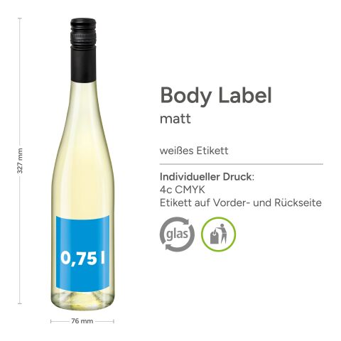 0,75 l Secco en bouteille de verre - Body Label sans marquage