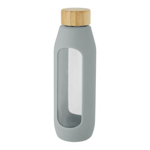 Bouteille Tidan de 600&nbsp;ml en verre borosilicate avec grip en silicone Standard | Gris | sans marquage | non disponible | non disponible