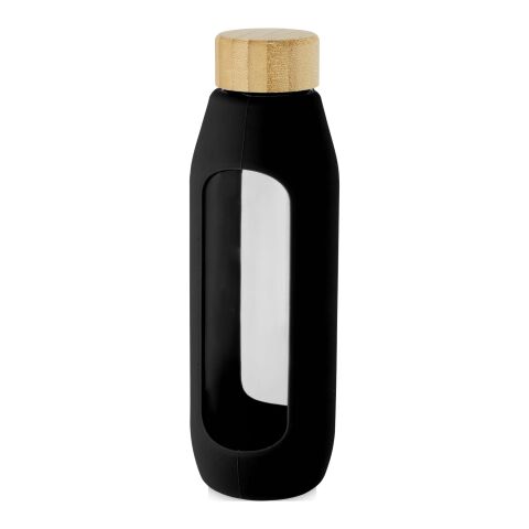 Bouteille Tidan de 600&nbsp;ml en verre borosilicate avec grip en silicone Standard | Noir | sans marquage | non disponible | non disponible