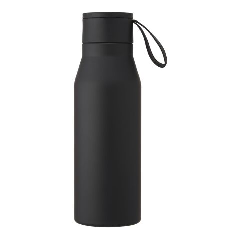 Bouteille Ljungan de 500 ml en acier inoxydable avec cuivre et isolation par le vide, avec dragonne et couvercle en PU Standard | noir | sans marquage | non disponible | non disponible