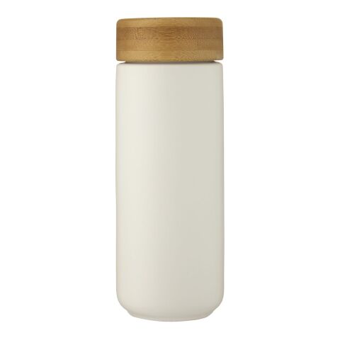 Gobelet en céramique Lumi de 300&nbsp;ml avec couvercle en bambou Standard | Blanc | sans marquage | non disponible | non disponible