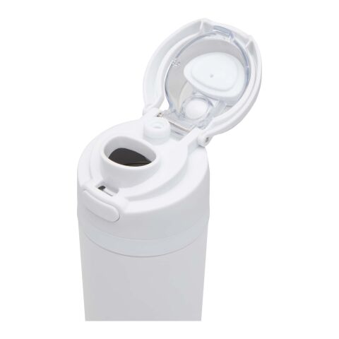 Bouteille d'eau Theron 800 ml en acier inoxydable à simple paroi recyclé RCS, avec bouchon à double fonction et paille rabatt blanc