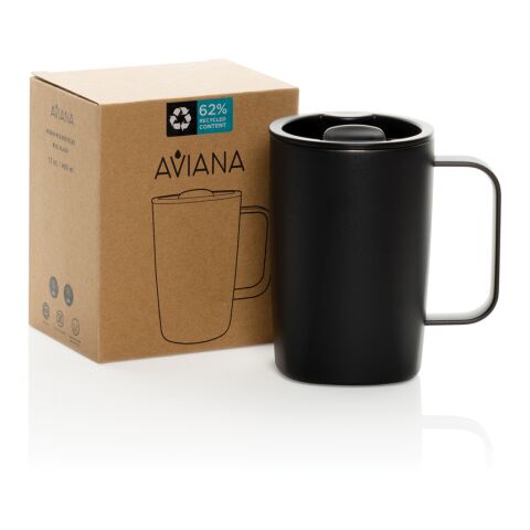 Mug 450ml en acier recyclé RCS Aviana™ Rowan noir | sans marquage | non disponible | non disponible