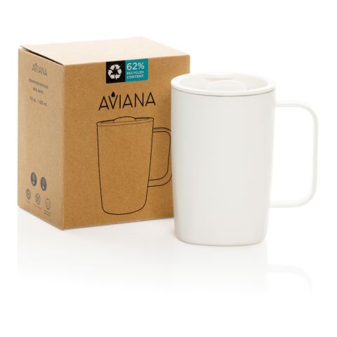 Mug 450ml en acier recyclé RCS Aviana™ Rowan blanc | sans marquage | non disponible | non disponible