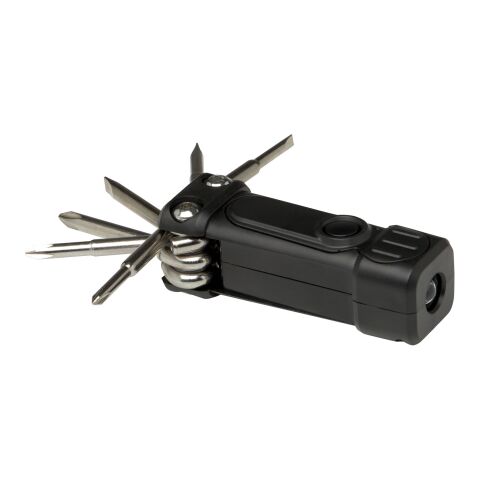 Jeu de tournevis Octo 8-en-1 RCS en plastique recyclé avec torche Noir