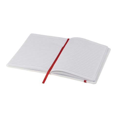 Carnet de notes Spectrum blanc avec élastique coloré A5 - pages lignées Standard | Blanc-Rouge | sans marquage | non disponible | non disponible | non disponible