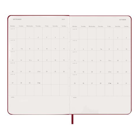 Agenda L quotidien 12&nbsp;mois Moleskine à couverture rigide Standard | Rouge écarlate | sans marquage | non disponible | non disponible