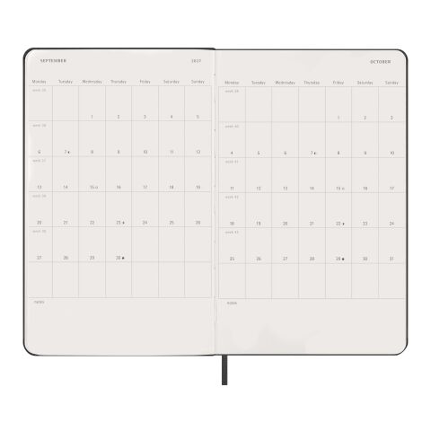 Agenda L quotidien 12&nbsp;mois Moleskine à couverture rigide Standard | Noir | sans marquage | non disponible | non disponible