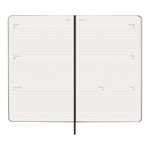 Agenda L hebdomadaire horizontal 12&nbsp;mois Moleskine à couverture rigide Standard | Noir | sans marquage | non disponible | non disponible
